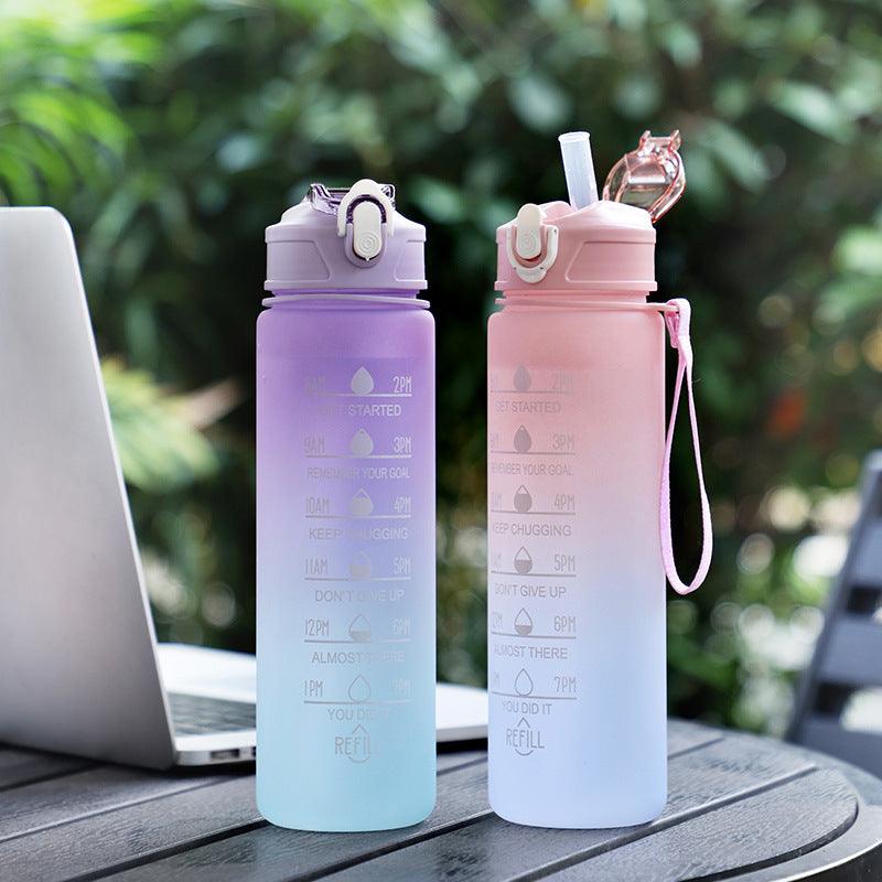 Large Capacity Sports Plastic Scale Water Bottle Portable Sports Bottle Portable Drinking Cup With Straw - amazitshop