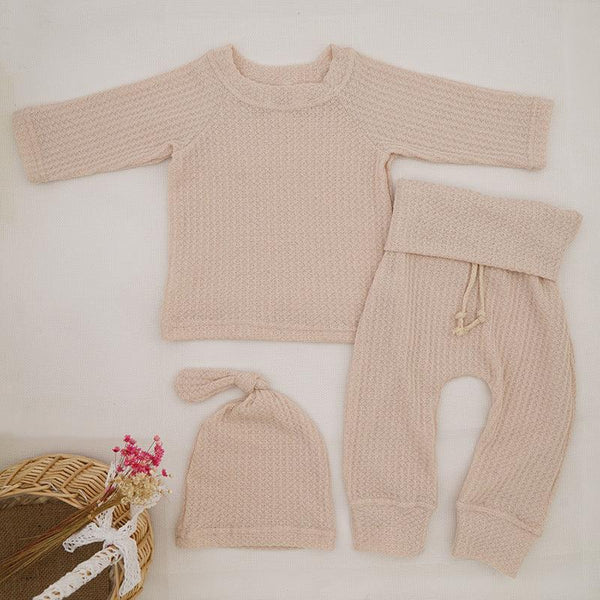 INS Foreign Trade Korean Super Hot Autumn And Winter Infant Waffle Long Sleeve Top And Trousers Suit Children's Loungewear - amazitshop