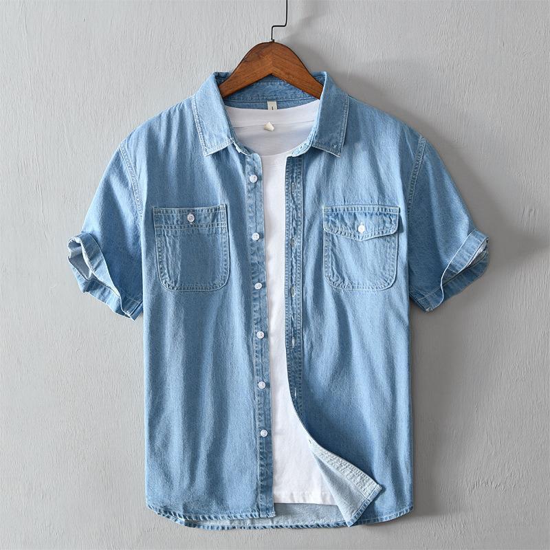 Summer Cotton Denim Shirt Coat For Men - amazitshop