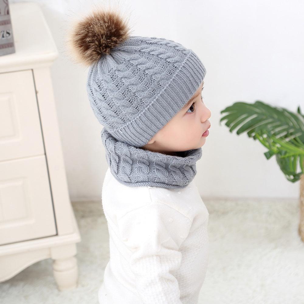 Baby Warm Woolen Cap Toddler Hat Baby Girls Boys Winter Warm Knitted Wool - Amazitshop