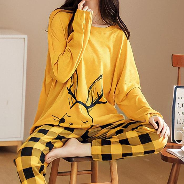 Pajamas Set Women Cute Cartoon Print Sleepwear 2 Piece Lounge Sets - amazitshop