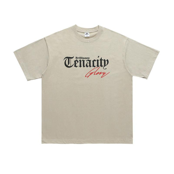 Retro Simple Text Printed Bottoming Shirt Fashion Brand Hip Hop Short Sleeve Street Men's And Women's Loose T-shirt - amazitshop