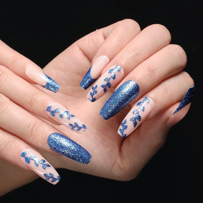 Blue Onion Pink Fake Nails Ballet Nail Coffin Nail French Manicure Fully Wearable Finished Nail Piece Boxed - Amazitshop