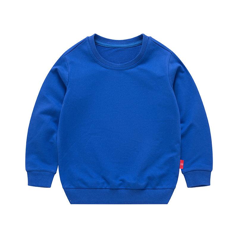 Boys Korean Round Neck Solid Color Loose Long Sleeve Pullover - Amazitshop