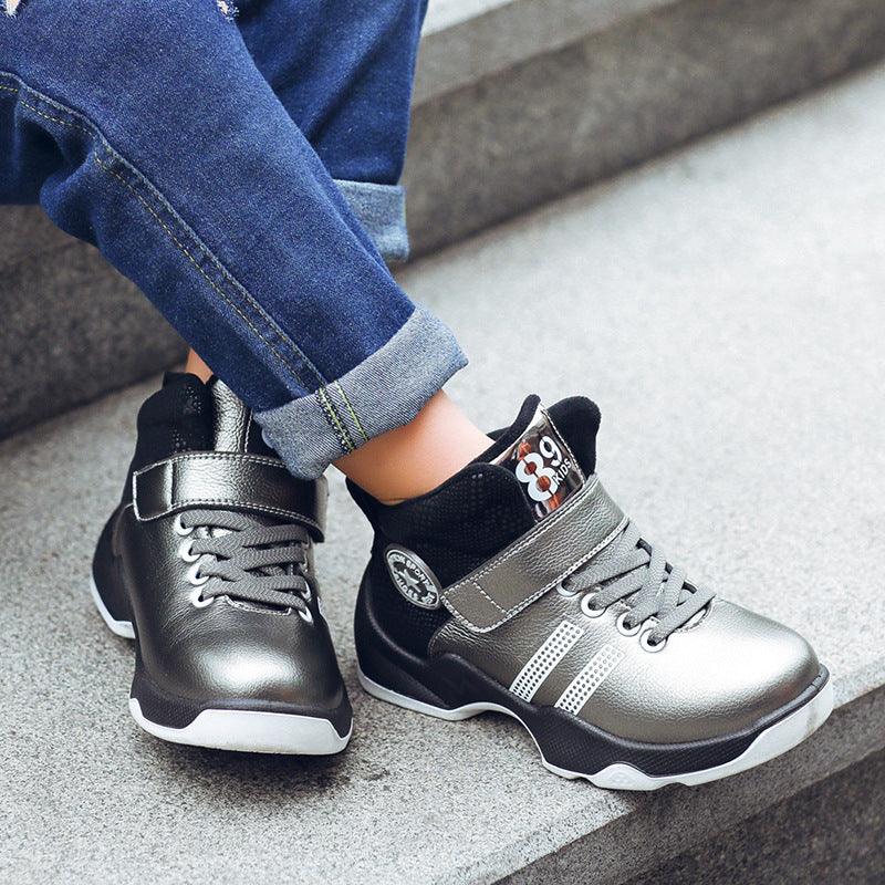 Boys winter leather warm cotton sneakers - Amazitshop