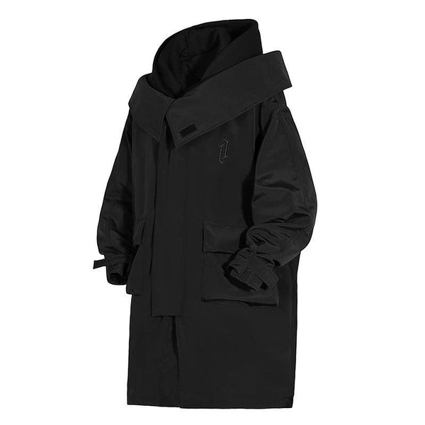 Tooling With Hooded Fake Two Trench Coats Loose For Men And Women - amazitshop