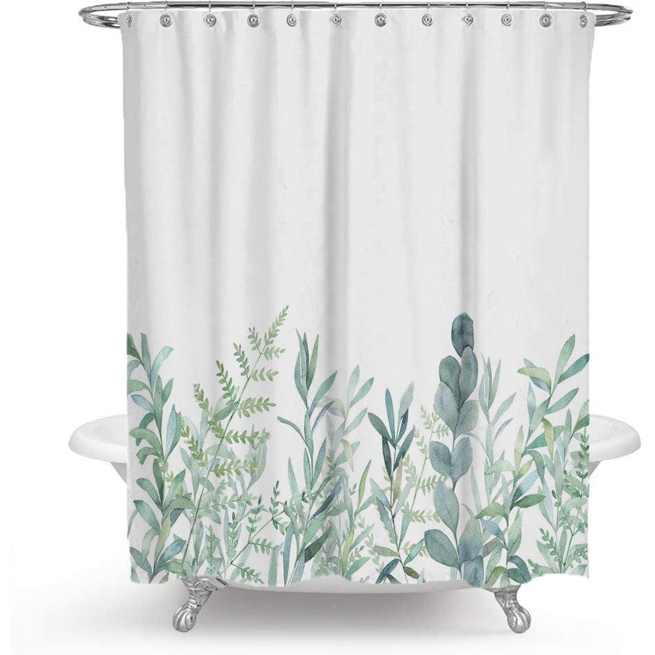 Color Floral Plant Shower Curtain Bathroom Curtain Polyester - amazitshop