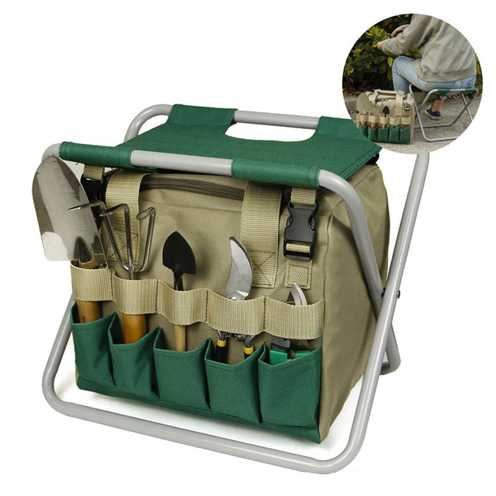 Gardening Stool With Tote Bag Chair Garden Tools Set Organizer, Folding Garden Seat Gardening Stool Gardening - amazitshop