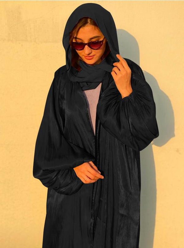Eid Muslim Abaya Dress Kimono For Women Fashion Shining Silklike Summer Abayas Cardigan Puff Sleeve Dubai Turkey Clothes - amazitshop