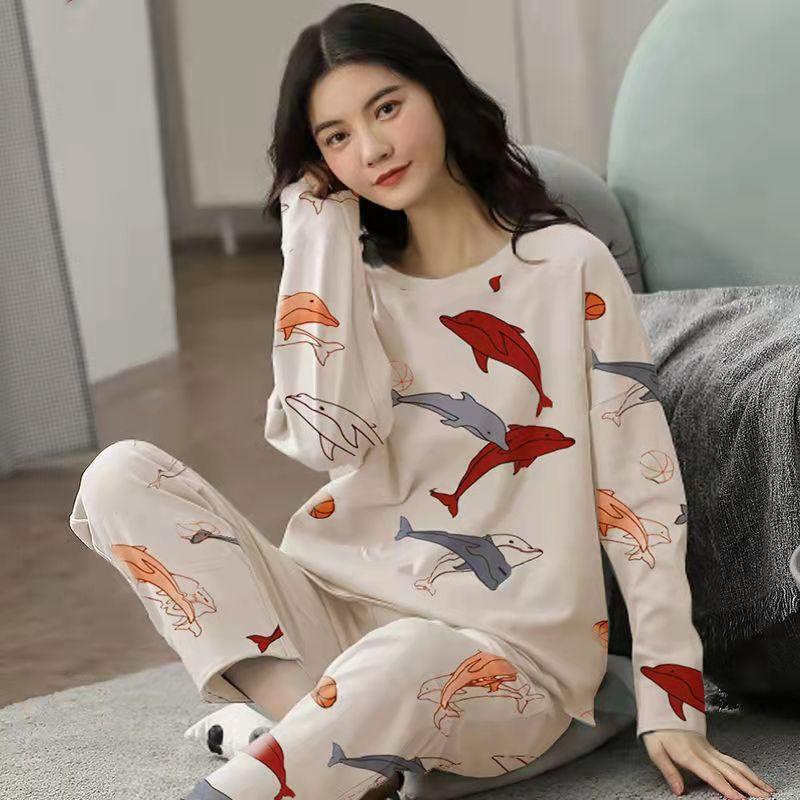 Pajamas Set Women Cute Cartoon Print Sleepwear 2 Piece Lounge Sets - amazitshop