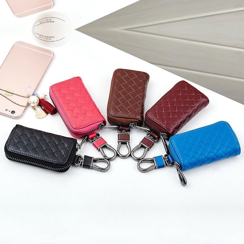 Car key case leather key case men's woven - Amazitshop