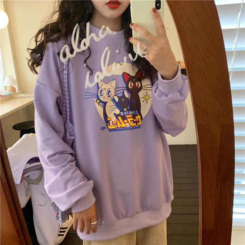 Cat print sweatshirt - Amazitshop