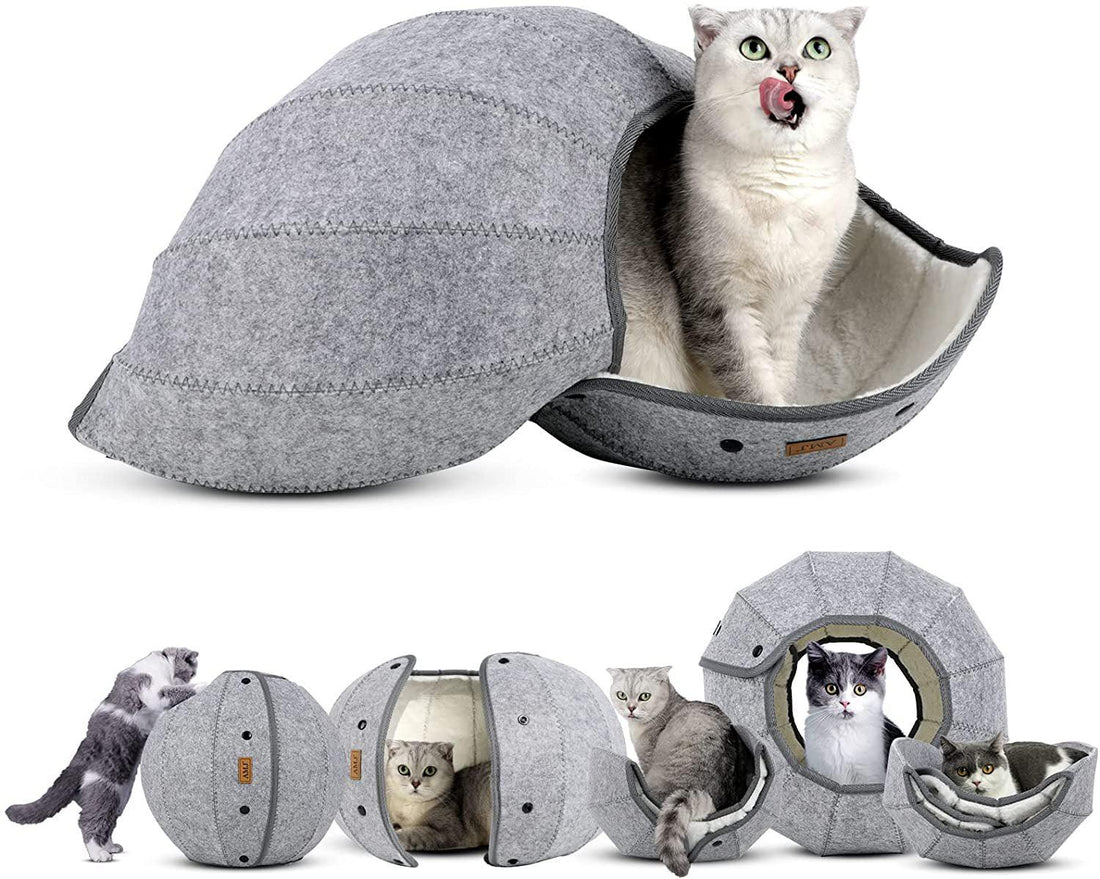 Cat Tunnel Toy Foldable Cat Tube Indoor Cat Cave Bed Multi - Function Pet Toy For Puppy Dogs Cats Interactive Ball Toy - Amazitshop
