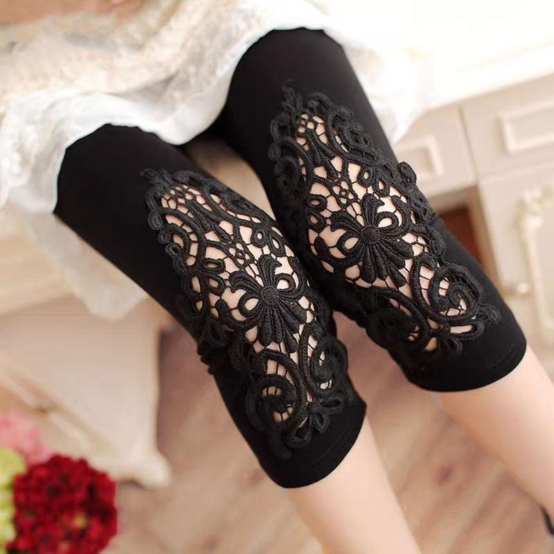 Women's Stretch Slim Fit Slim Hollow Lace Leggings - amazitshop