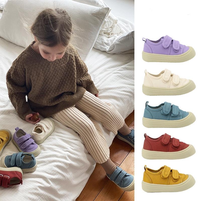 Children's Canvas Shoes Spring And Autumn Velcro Boys 'and Girls' Sneakers Big Toe Cloth Shoes - Amazitshop