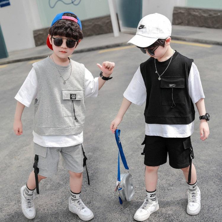 Children's Clothing Boys Summer Short - Sleeved Overalls - Amazitshop