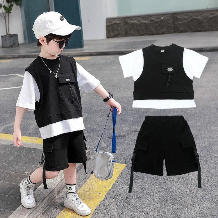 Children's Clothing Boys Summer Short - Sleeved Overalls - Amazitshop