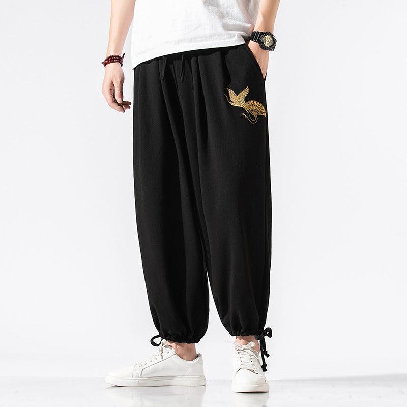 Crane Embroidered Sweatpants - Amazitshop