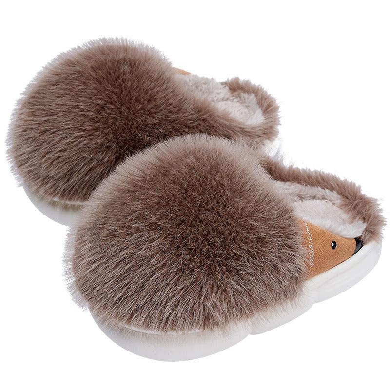 Cute Little Hedgehog Cotton Indoor Warm Velvet Slippers - Amazitshop