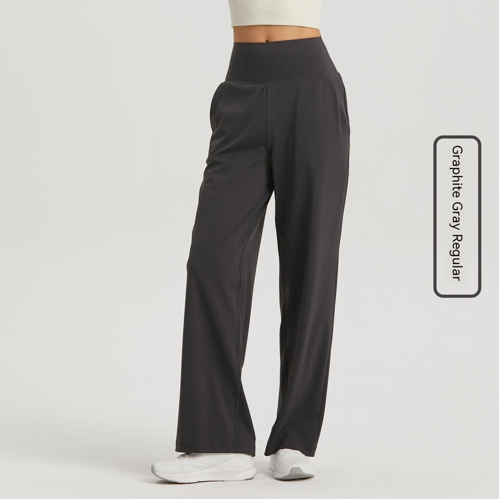 High Waist Hip Lift Yoga Wide-leg Pants Draping Slim Straight Breathable Sweat Absorbing Casual Sports Pants - amazitshop