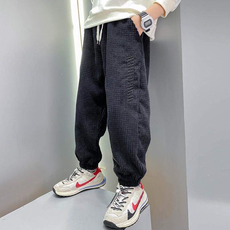 Boys' Casual Pants Thickened Plus Velvet Middle-aged Kids - amazitshop