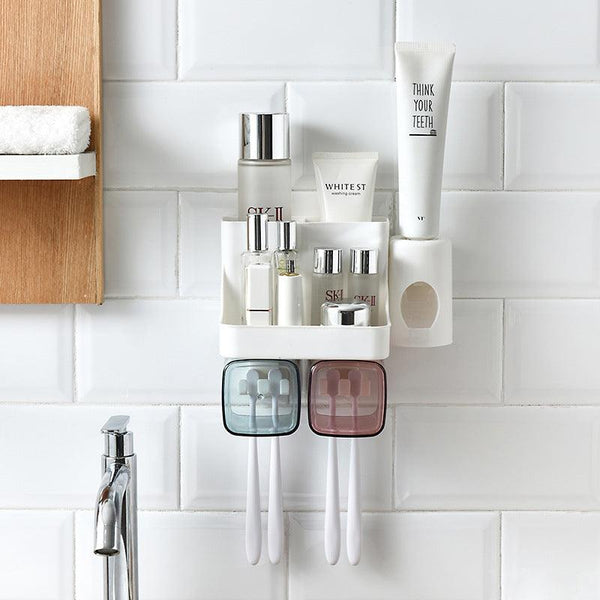 Toothbrush Holder Bathroom Shelving Hole-free Suction Wall - amazitshop
