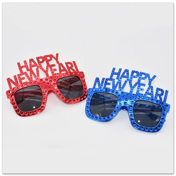 HAPPY NEW YEAR Funny Glasses NEW YEAR Party Glasses - amazitshop