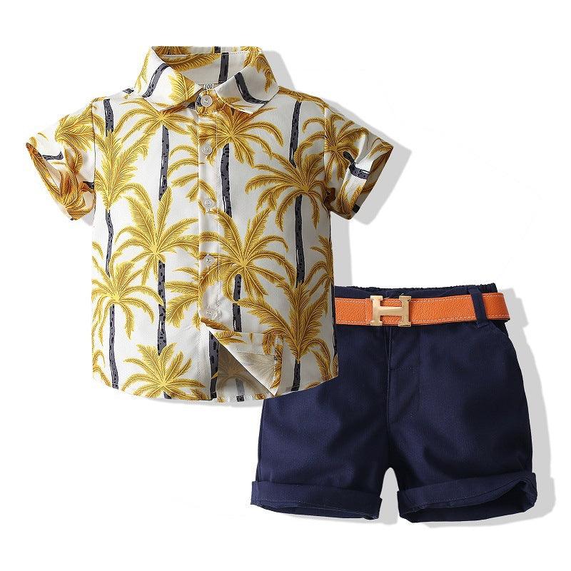 Boys Beach Style Short Sleeve Shirt Outfit - amazitshop