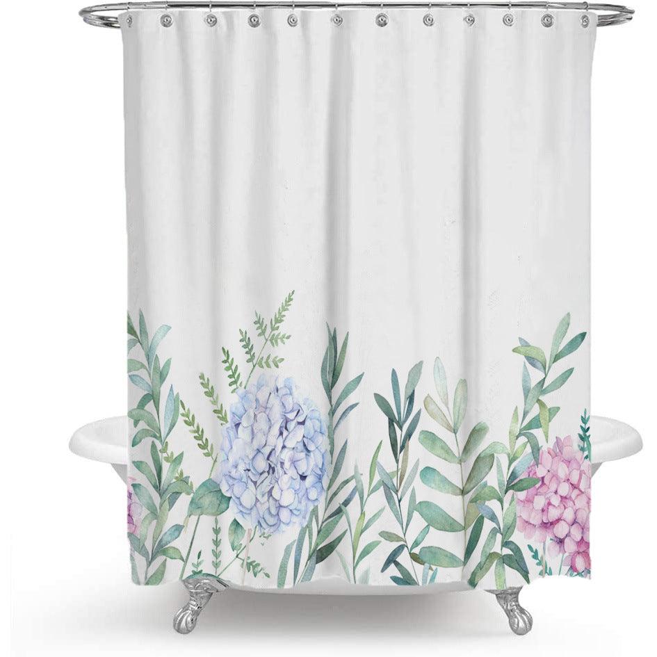 Color Floral Plant Shower Curtain Bathroom Curtain Polyester - amazitshop