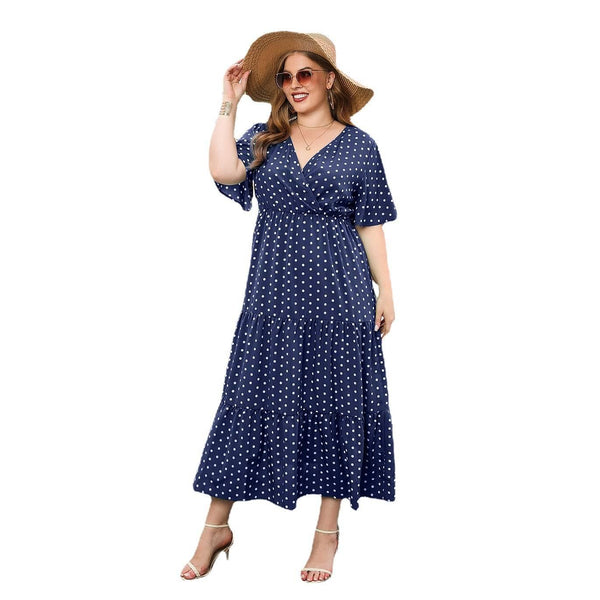 Plus-size Women's Plus-size Polka Dot Casual Holiday Dress - amazitshop