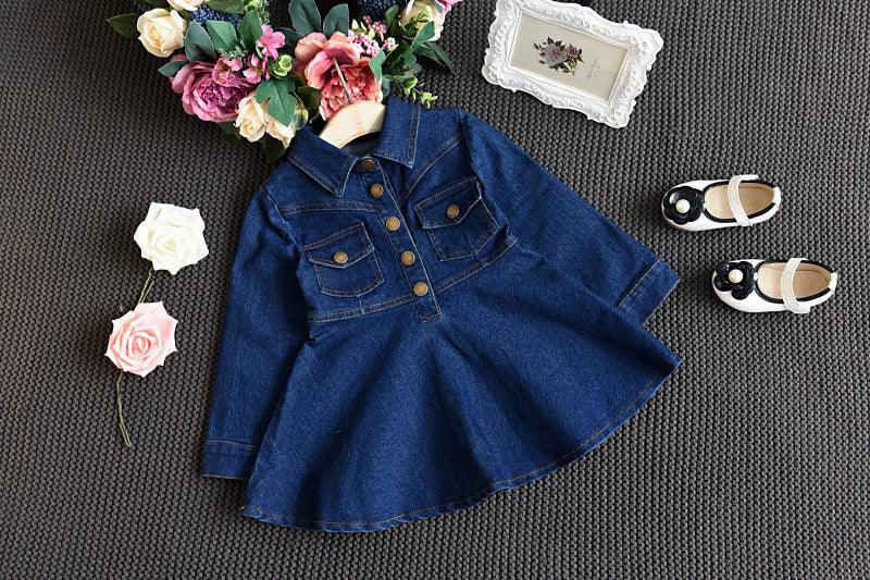 Denim Dress For Middle And Small Girls - Amazitshop