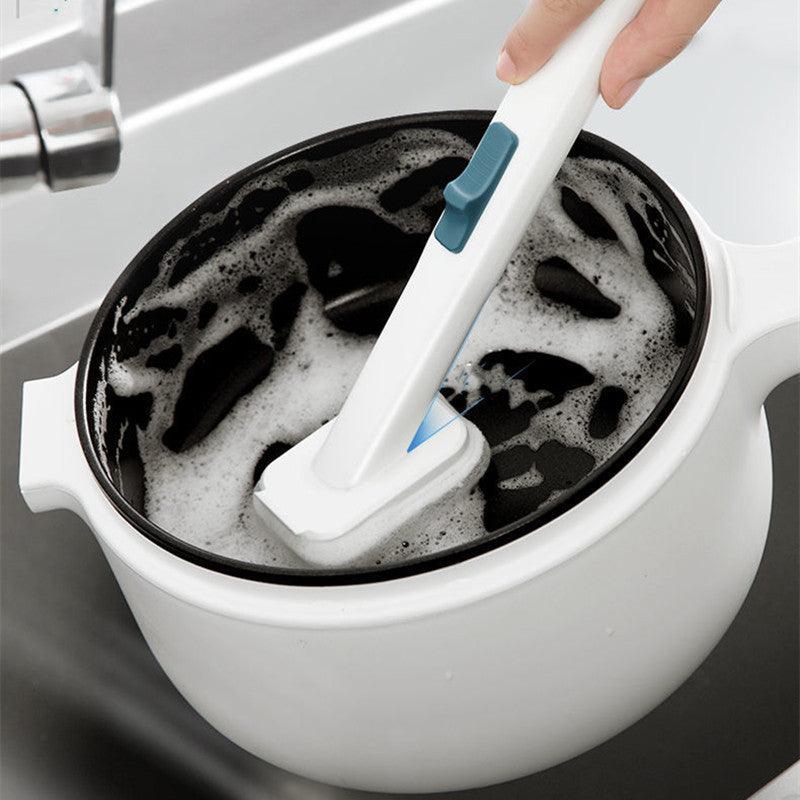 Disposable Brush Pot Dishwashing Brush Washing Pot Brush Cup Kitchen Cleaning Tools Long Handle Storage Wok Brush Kitchen Gadgets - Amazitshop
