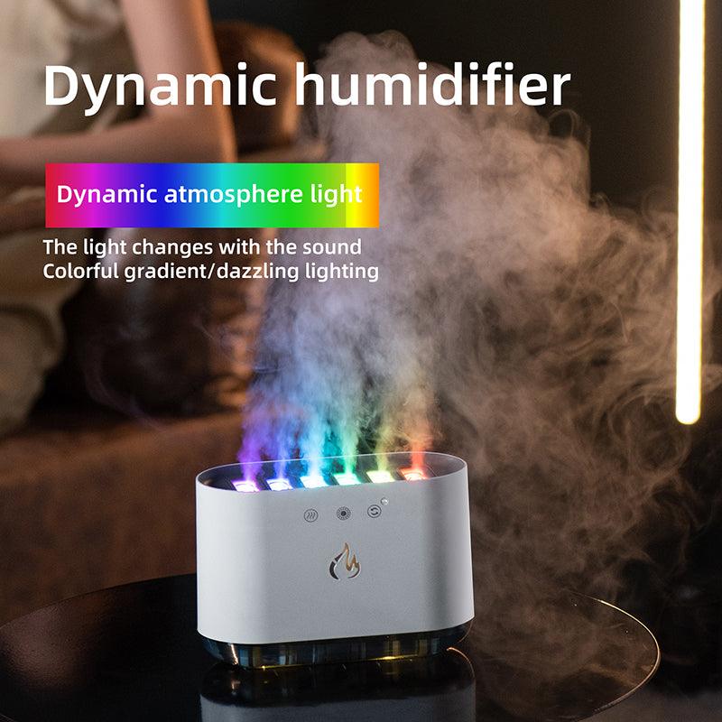 Dynamic Flame Humidifier USB Portable H20 Smart Ultrasonic Voice - Control Room Humidifier With 7 Colors Light - Amazitshop
