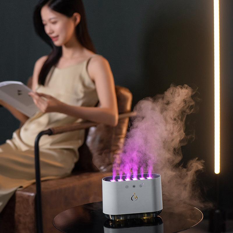 Dynamic Flame Humidifier USB Portable H20 Smart Ultrasonic Voice - Control Room Humidifier With 7 Colors Light - Amazitshop