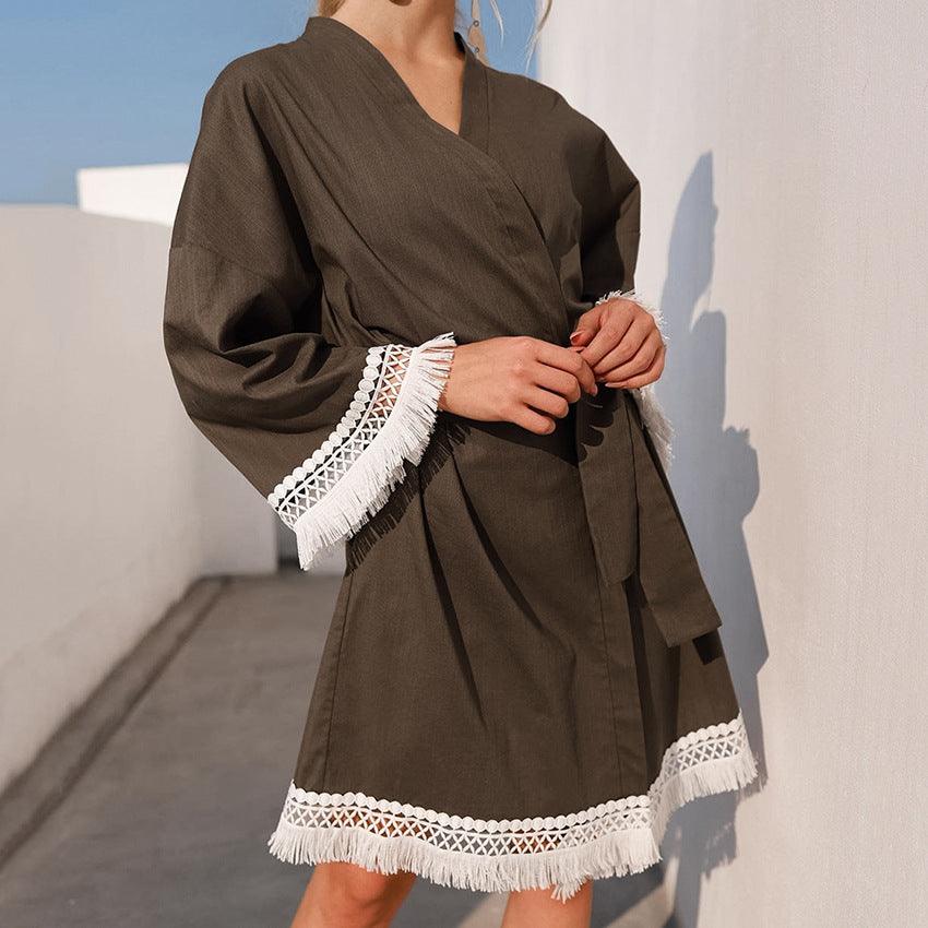 Women's Casual Loose Cotton Linen Nightgown - amazitshop