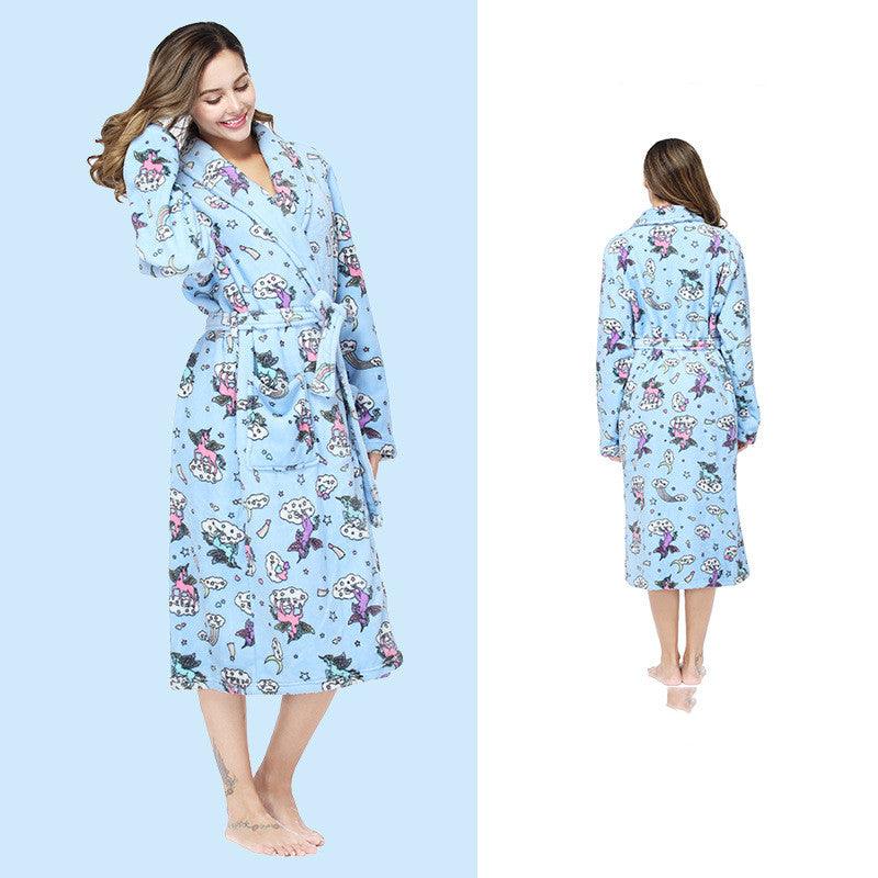 Extra Long Fashionable Sexy Home Flannel Nightgown - amazitshop