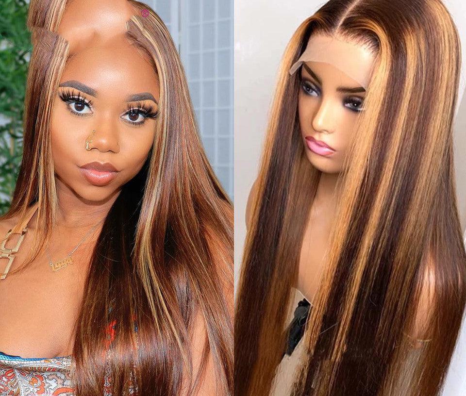 Women's Wigs Colored Medium Length Straight Hair - amazitshop