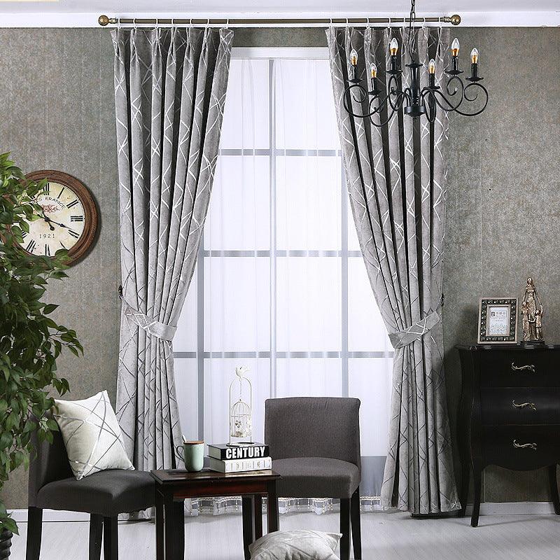 New Solid Color Simple Modern Light Luxury Living Room Chenille Blackout Curtains