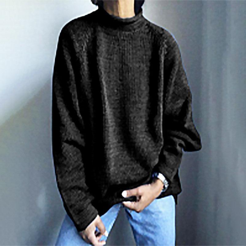 Solid Color Pullover Loose Casual Sweater - amazitshop