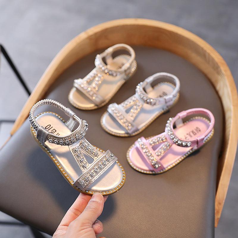 Princess Sandals With Rhinestones For Kids And Girls Sandals Baby Beach Shoes - amazitshop