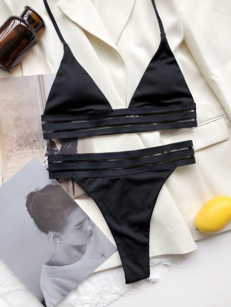 Swimwear Solid Color Small Pit Strip Bikini Stripe Bandage - amazitshop