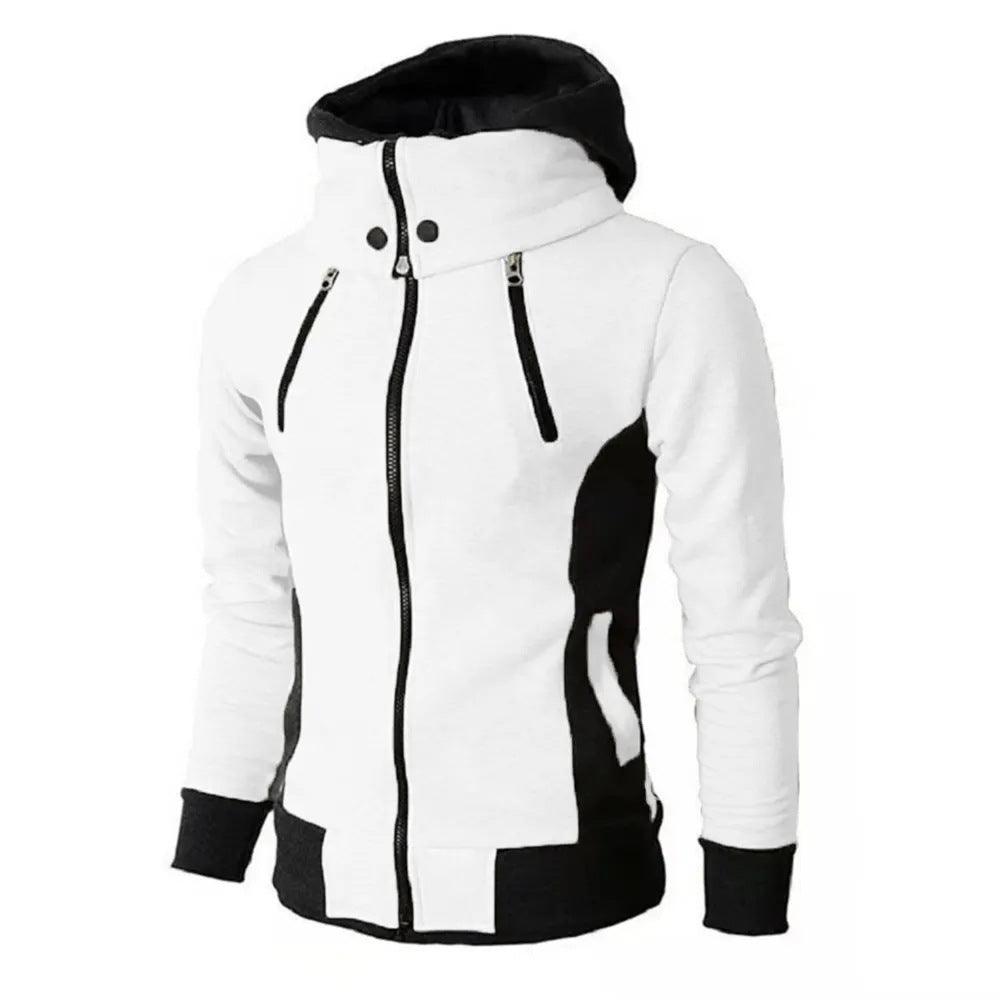 Men's Zip UP Hooded Jacket Fake Two Piece Sports Cardigan Casual Slim Sweatshirt Jacket - amazitshop