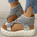 Elevated Woolen Sandals For Women With Toe For Summer Korean Edition - Amazitshop