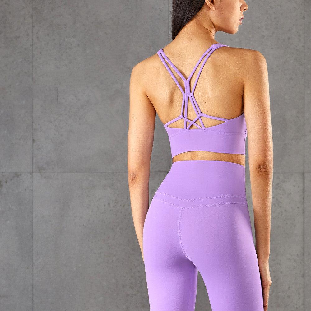 Fitness Cross Back Underwear Strappy Longline Yoga Bras Supportive Round Neck Gym Tops - amazitshop