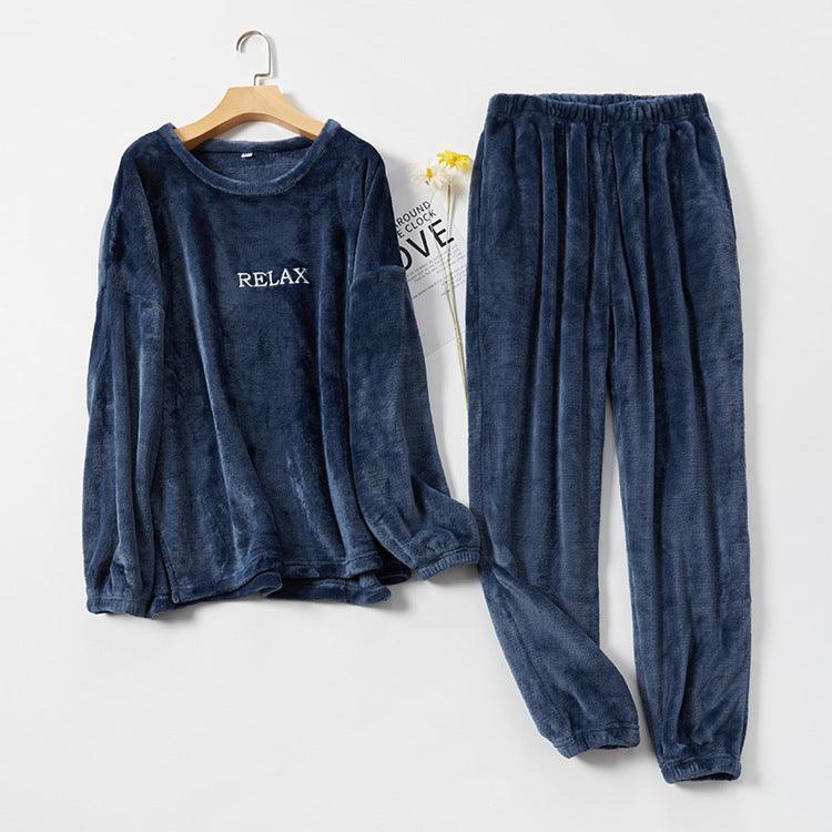 Flannel Pajamas Sets Winter Home Clothes For Women Men Sleepwear Couple - amazitshop