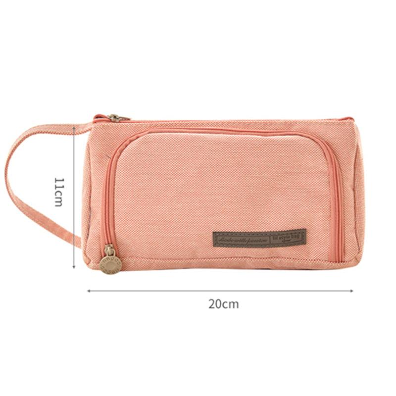 Korean Style Simple Candy Color Student Canvas Large-capacity Pencil Case - amazitshop