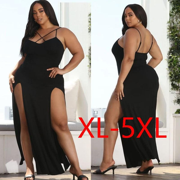 Plus Size Fat Women Dresses Summer Sling Big Dress - amazitshop