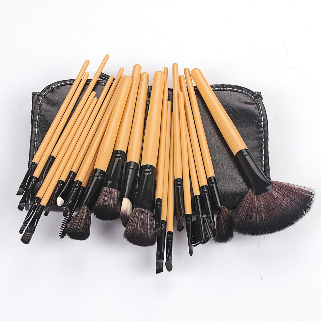 Shadowing 24 Makeup Brushes Set, Brownnatural Wood - amazitshop