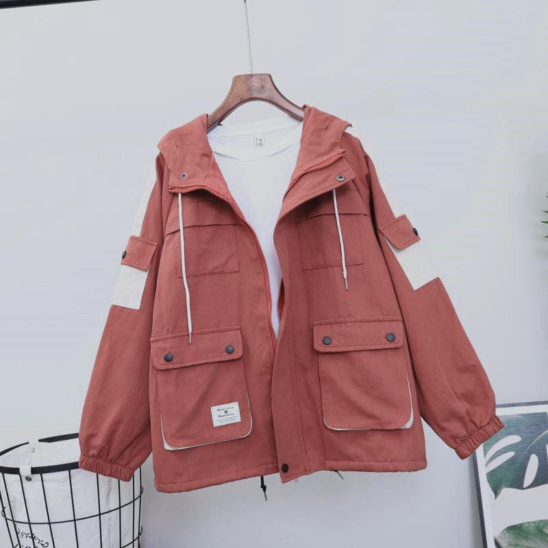 Loose Hooded Color Matching Workwear Ins Jacket - amazitshop
