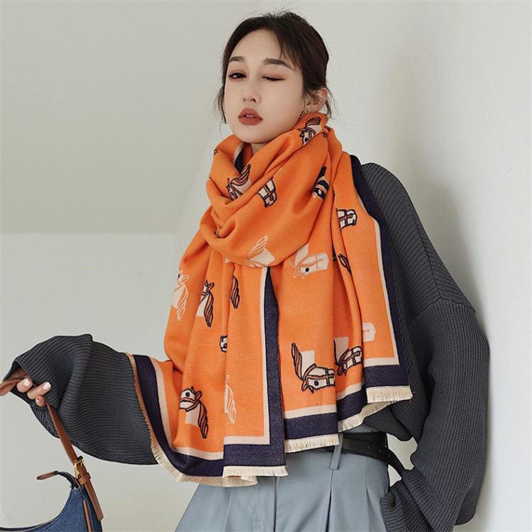 Winter Double-sided Thickened Air-conditioned Room Shawl Long Warm Scarf - amazitshop